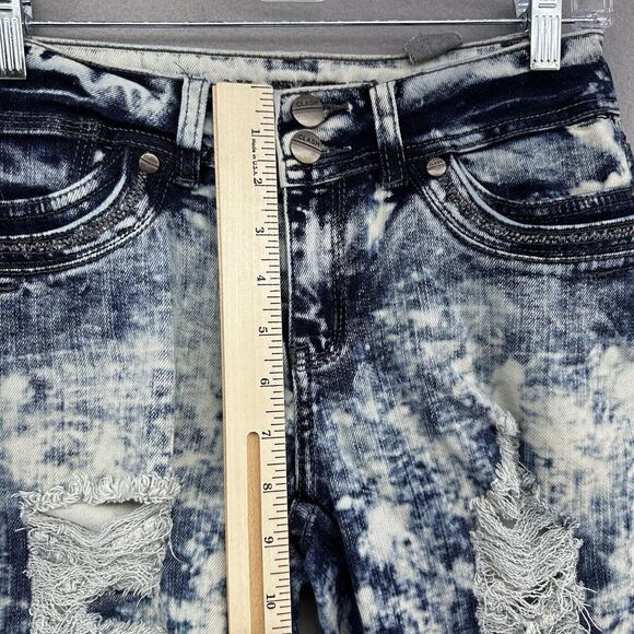 Clash Jeans USA Acid Wash Distressed Denim Women’s 5 (28x31) 90s Retro 80s Rock - Picture 6 of 12